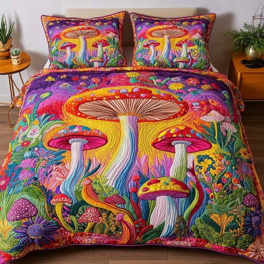Toadstool Tales 3-Piece Quilted Bedding Set NCU0DK4226