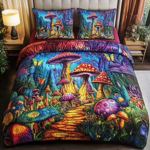 Toadstool Trail 3-Piece Quilted Bedding Set NCU0NT7891
