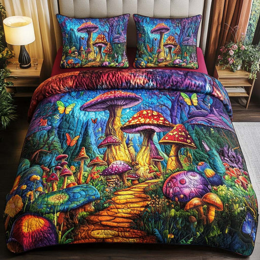 Toadstool Trail 3-Piece Quilted Bedding Set NCU0NT7891