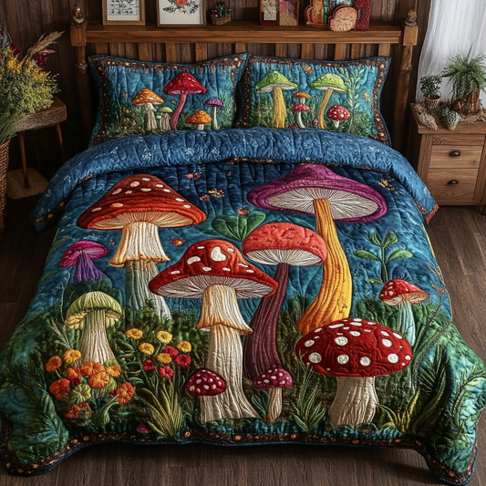 Toadstool Trail 3-Piece Quilted Bedding Set NCU0VL2468