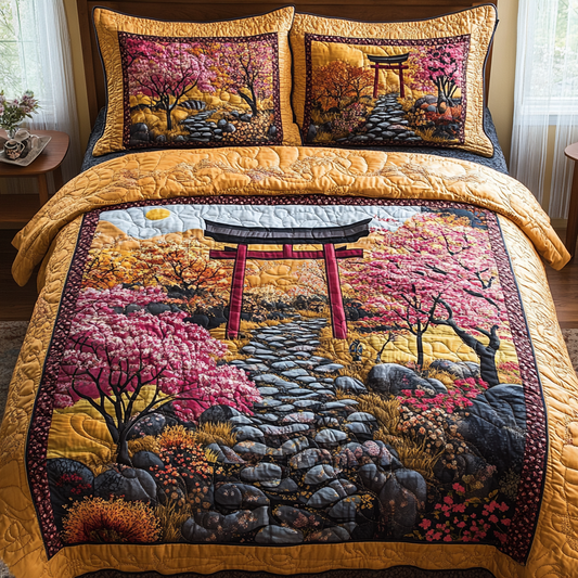 Torii Gate Delight 3-Piece Quilted Bedding Set NCU0DV5456