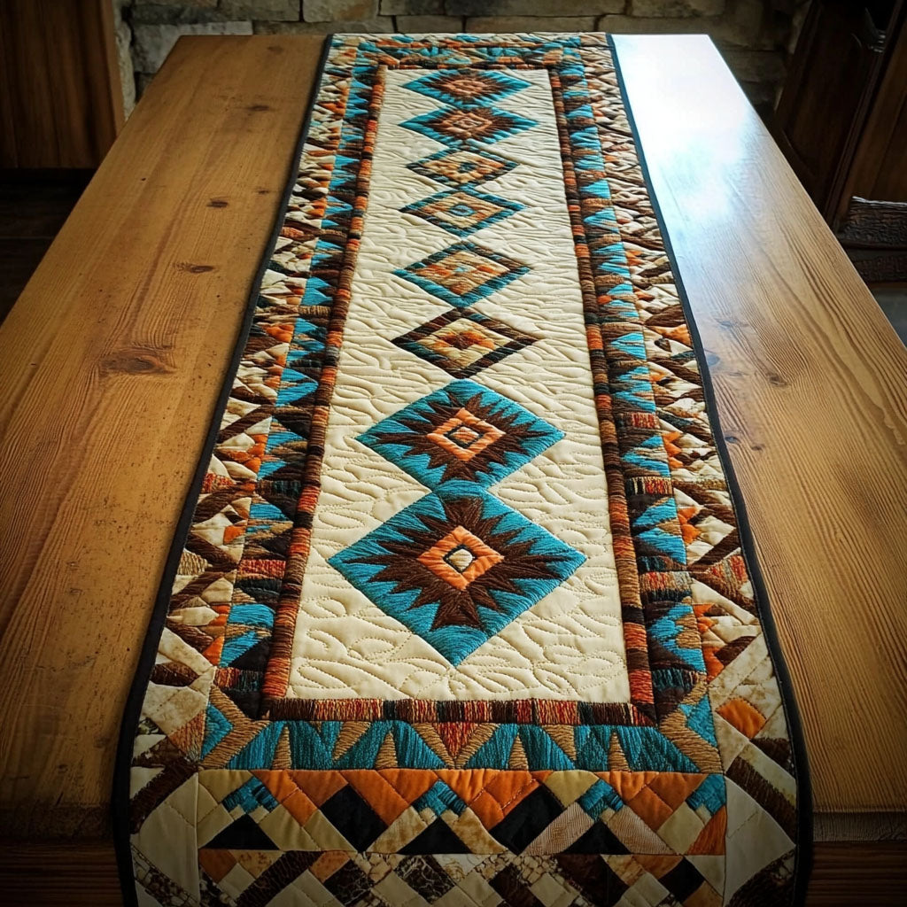 Totem Grid Quilted Table Runner NCU0PT3879