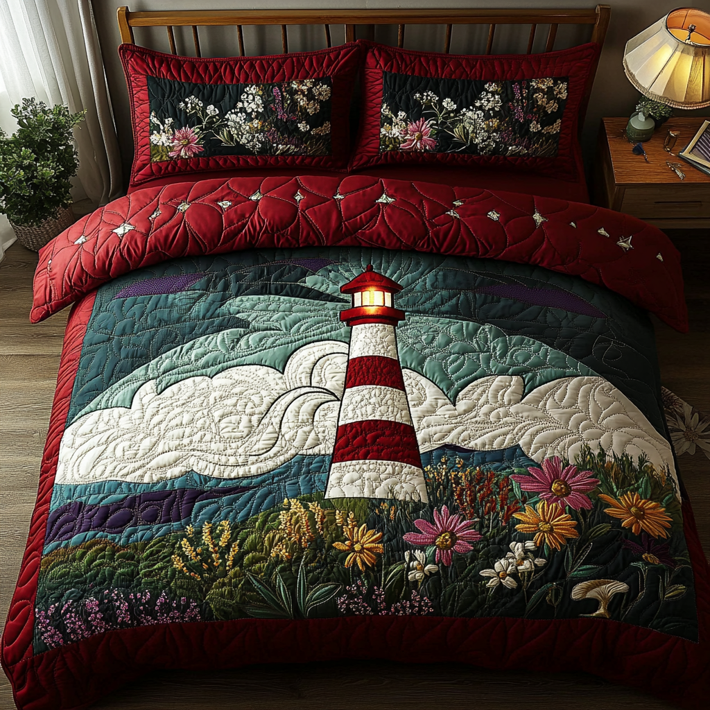 Towering Guide 3-Piece Quilted Bedding Set NCU0DV4596