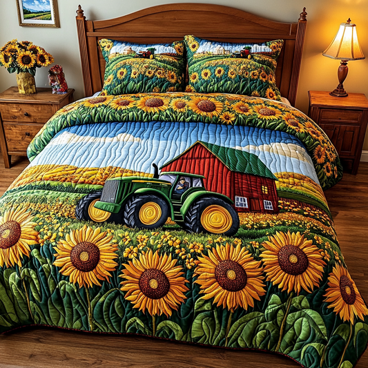 Tractor Bloom 3-Piece Quilted Bedding Set NCU0VL2088