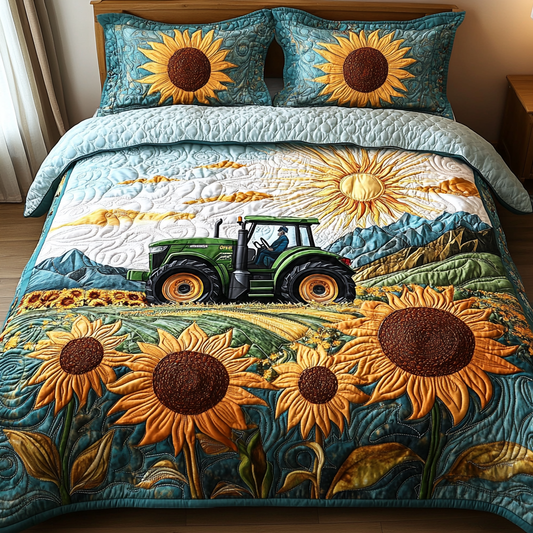 Tractor Bloom 3-Piece Quilted Bedding Set NCU0DV4569