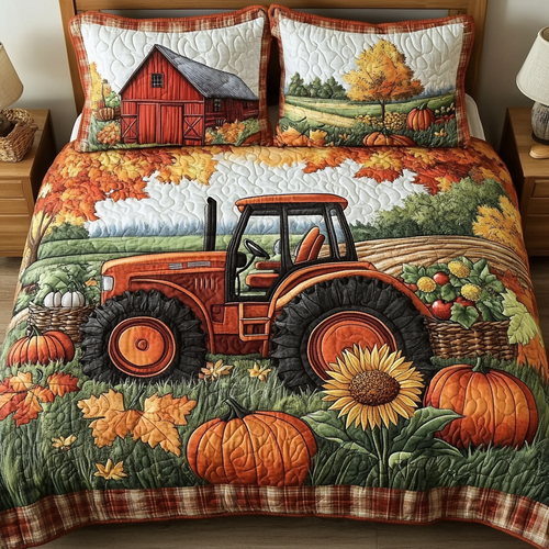 Tractor Days 3-Piece Quilted Bedding Set NCU0DK9155