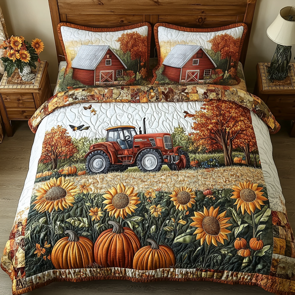 Tractor Dream 3-Piece Quilted Bedding Set NCU0DK9157