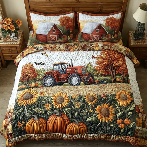 Tractor Dream 3-Piece Quilted Bedding Set NCU0DK9157