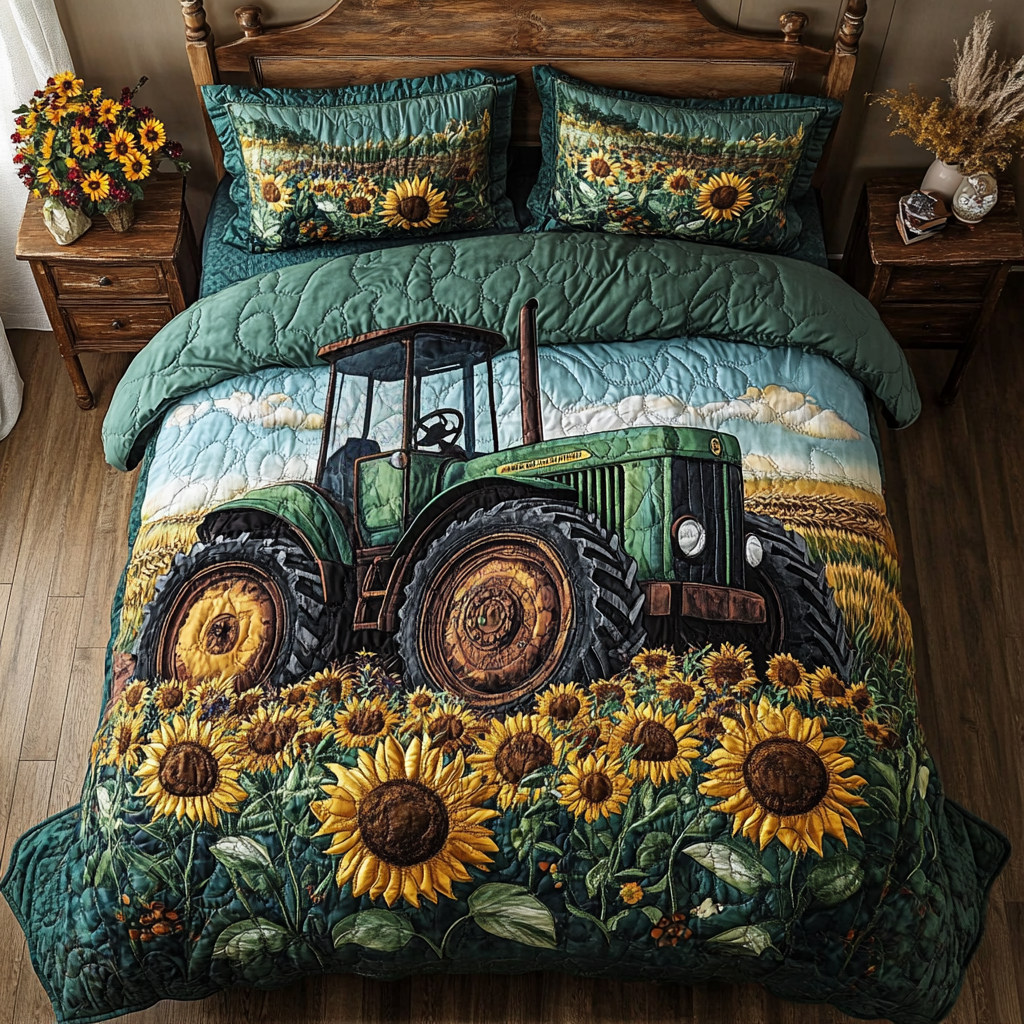 Tractor Dreams 3-Piece Quilted Bedding Set NCU0VH4821