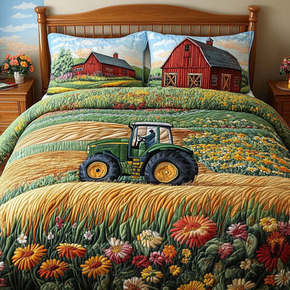 Tractor Fields 3-Piece Quilted Bedding Set NCU0PT5658