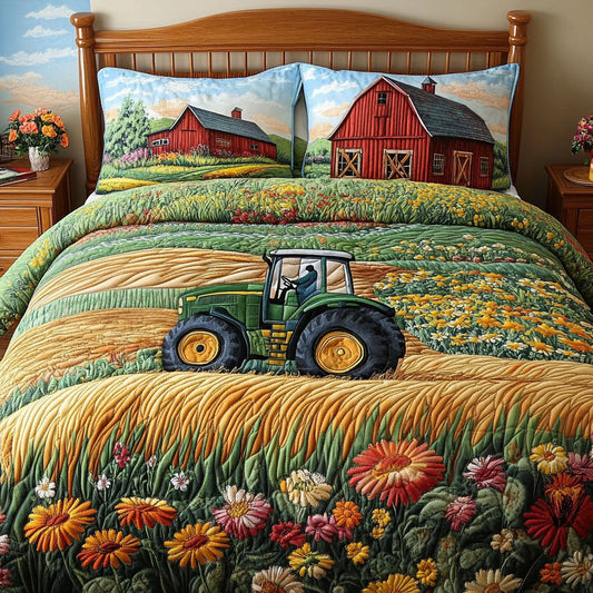 Tractor Fields 3-Piece Quilted Bedding Set NCU0PT5658