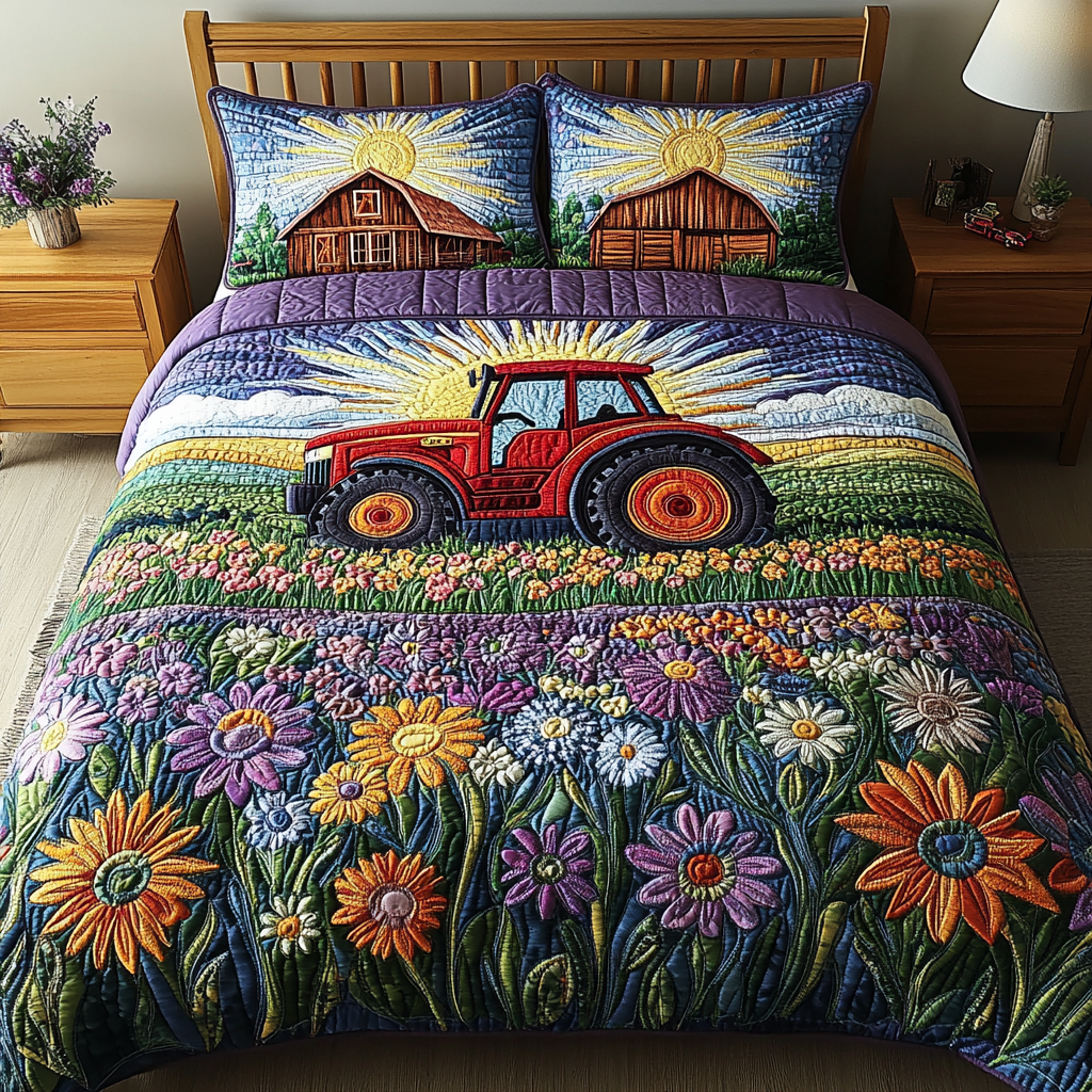 Tractor Glory 3-Piece Quilted Bedding Set NCU0DV4634