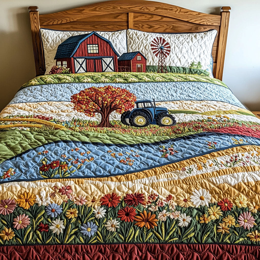 Tractor Journey 3-Piece Quilted Bedding Set NCU0PT6801