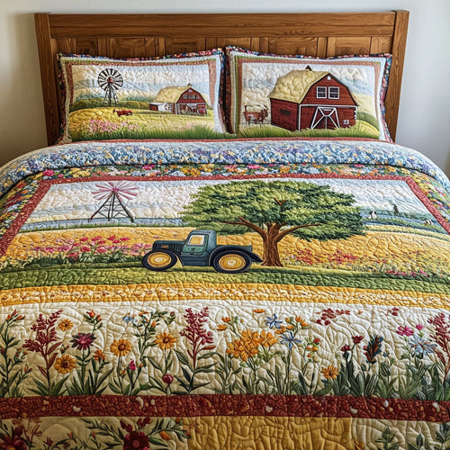 Tractor Sunrise 3-Piece Quilted Bedding Set NCU0PT6802