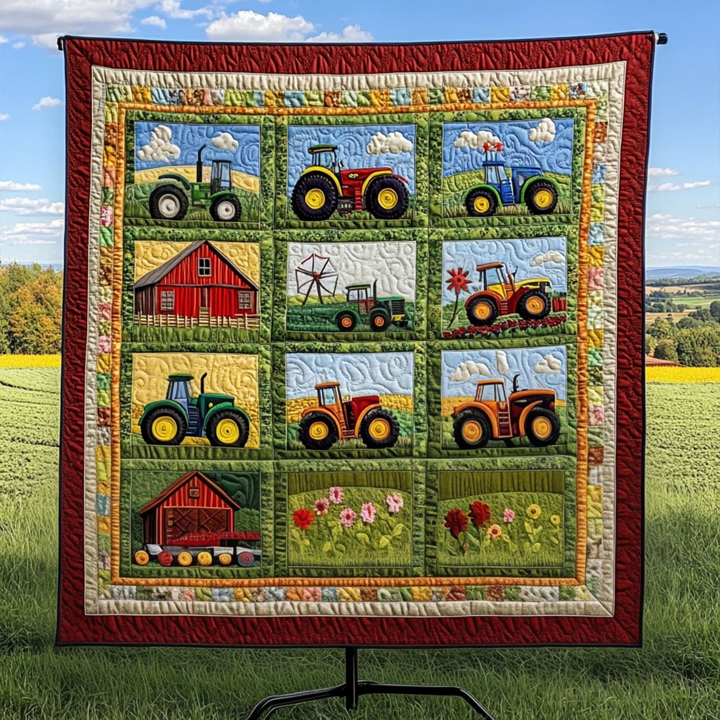 Tractor Sunshine Quilted Blanket NCU0PT5674