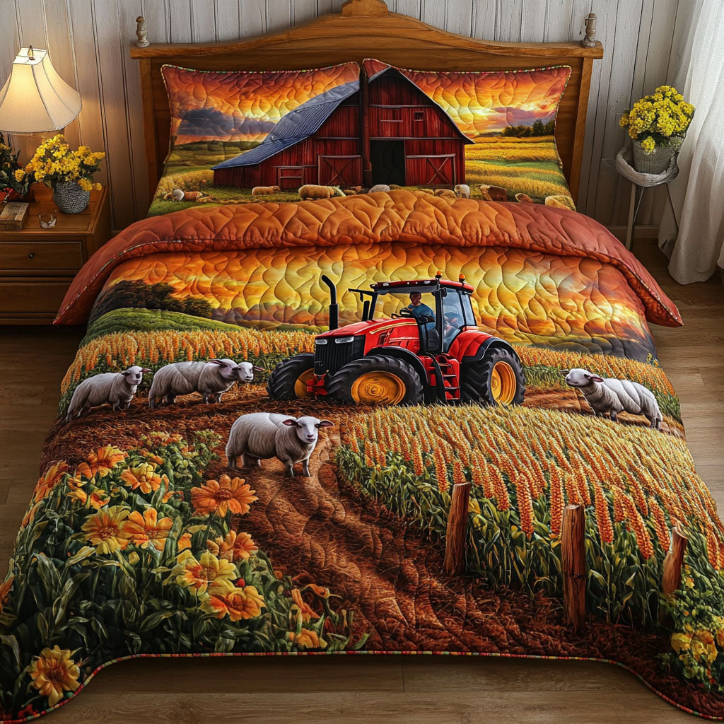 Tractor Tracks 3-Piece Quilted Bedding Set NCU0NT6148