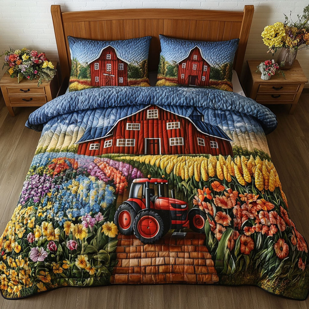 Tractor Trails 3-Piece Quilted Bedding Set NCU0NT6149