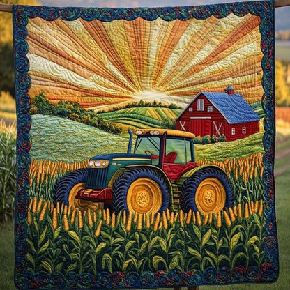 Tractor in Bloom Quilted Blanket NCU0NT6254