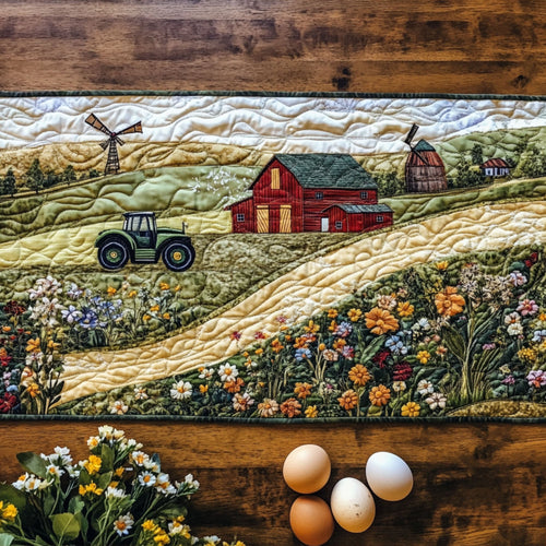 Tractors in Bloom Quilted Table Runner NCU0PT6150