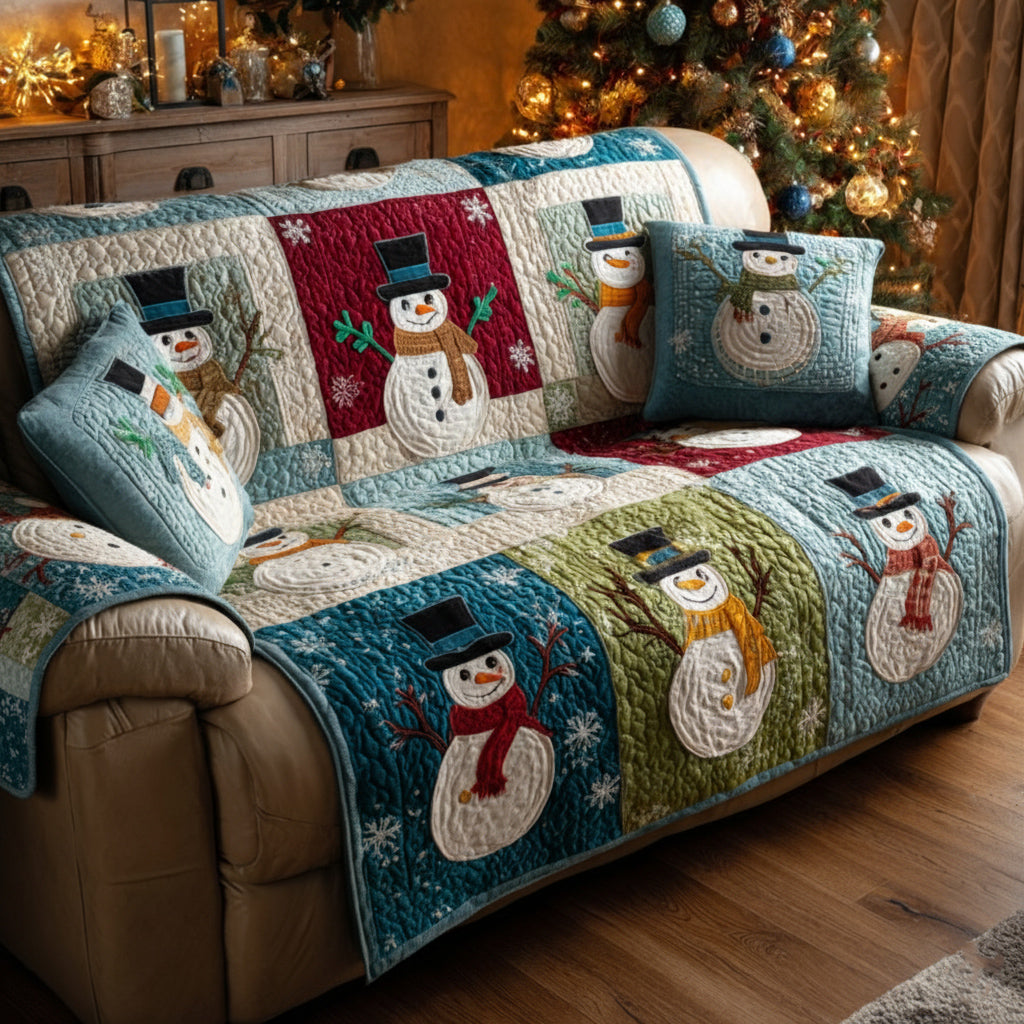 Traditional Snowman Square Quilted Sofa Cover NCU0HH1314