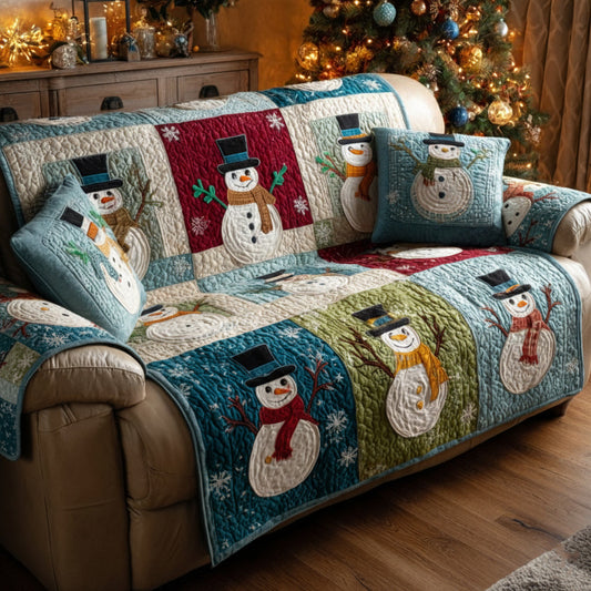 Traditional Snowman Square Quilted Sofa Cover NCU0HH1314