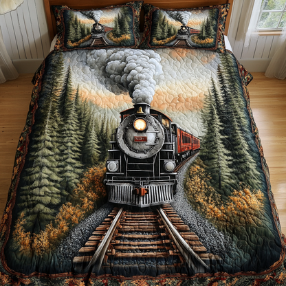 Train Journey 3-Piece Quilted Bedding Set NCU0DK7989