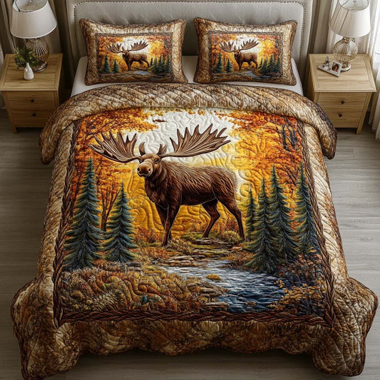 Tranquil Animal Woods 3-Piece Quilted Bedding Set NCU0NT8728