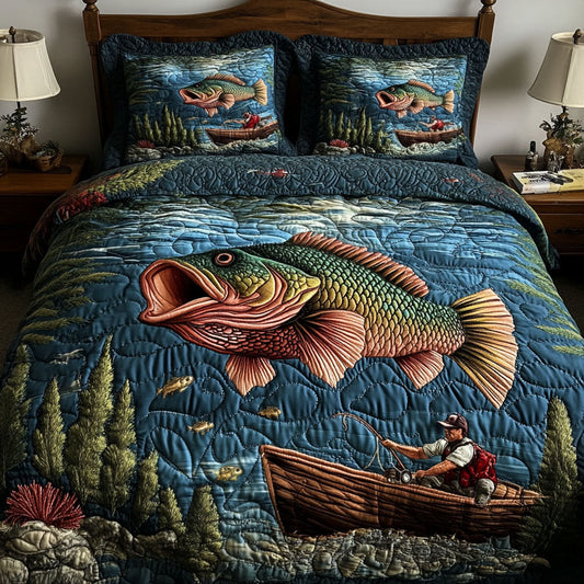 Tranquil Bass 3-Piece Quilted Bedding Set NCU0PT6927
