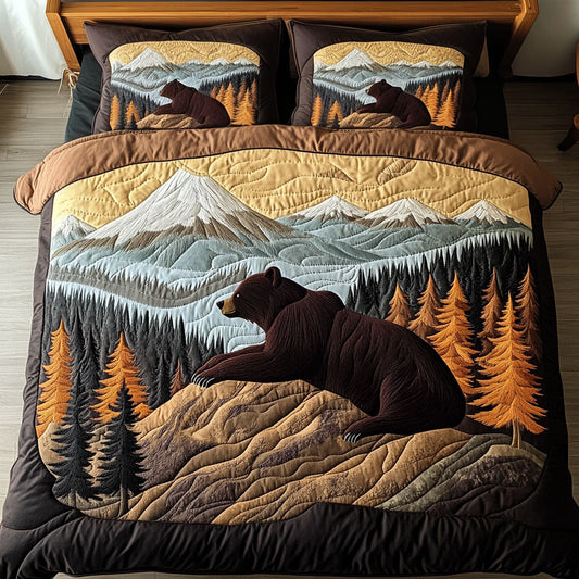 Tranquil Bear Scene 3-Piece Quilted Bedding Set NCU0NT3064