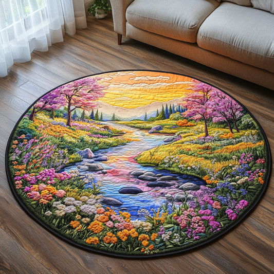 Tranquil Bloom River Quilted Round Mat NCU0VL1354