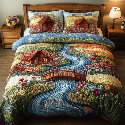 Tranquil Blooming Fields 3-Piece Quilted Bedding Set NCU0PT5788