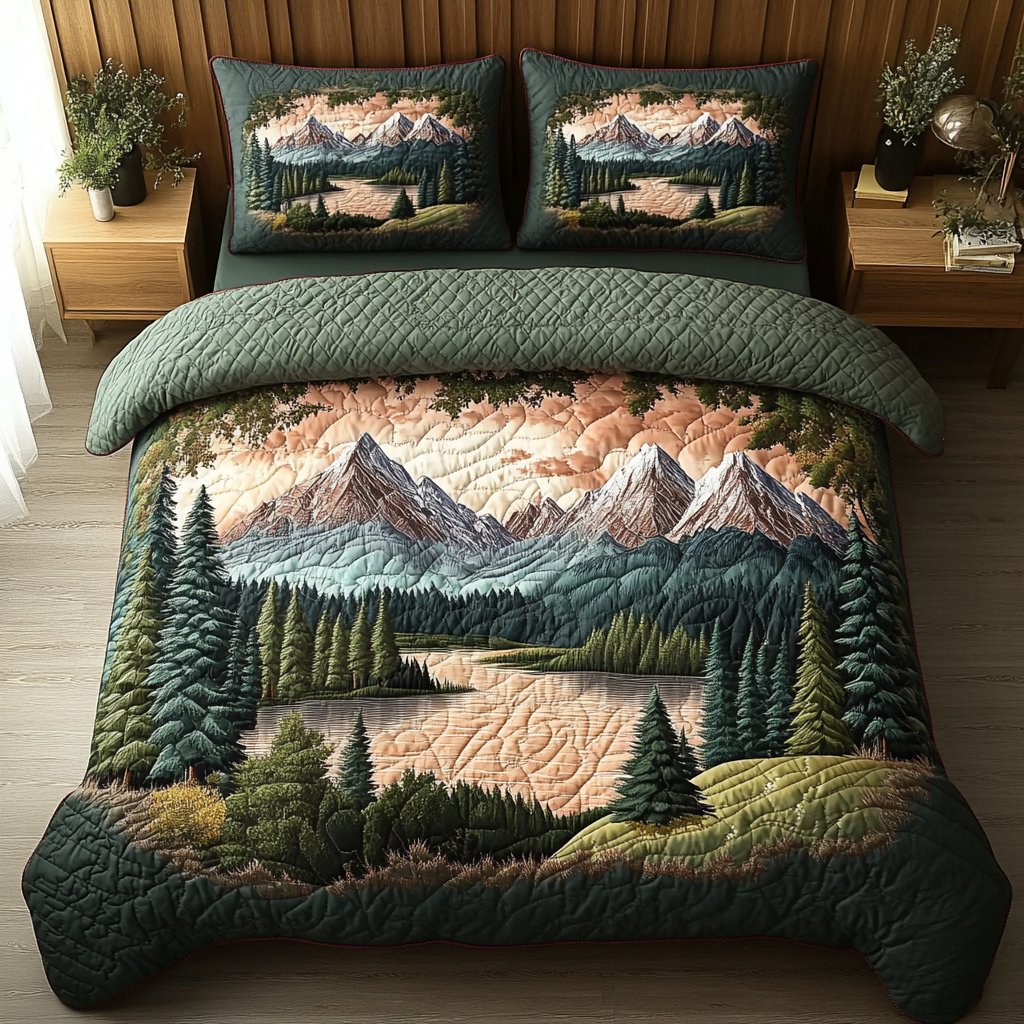 Tranquil Forest 3-Piece Quilted Bedding Set NCU0DK7464