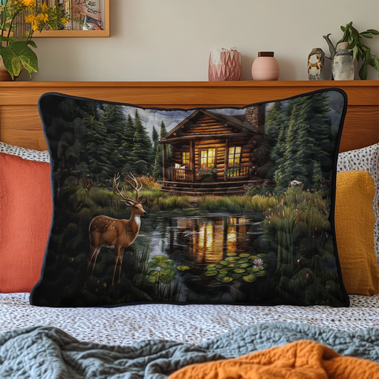 Tranquil Log Cabin Quilted Bedding Pillow Case NCU0DK4250