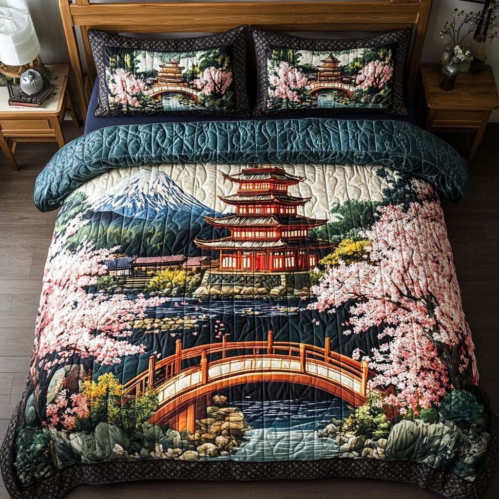 Tranquil Pagoda 3-Piece Quilted Bedding Set NCU0NT6882