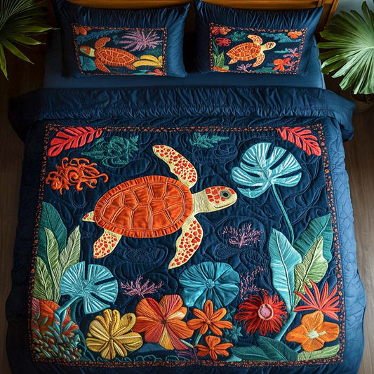Tranquil Sea 3-Piece Quilted Bedding Set NCU0NT2152