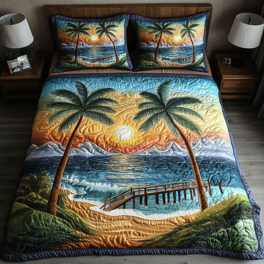 Tranquil Shoreline Retreat 3-Piece Quilted Bedding Set NCU0PT5902