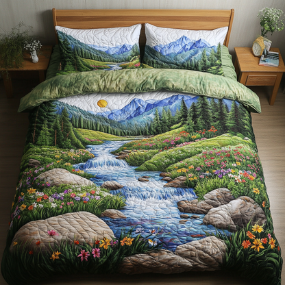 Tranquil Stream 3-Piece Quilted Bedding Set NCU0DK6139