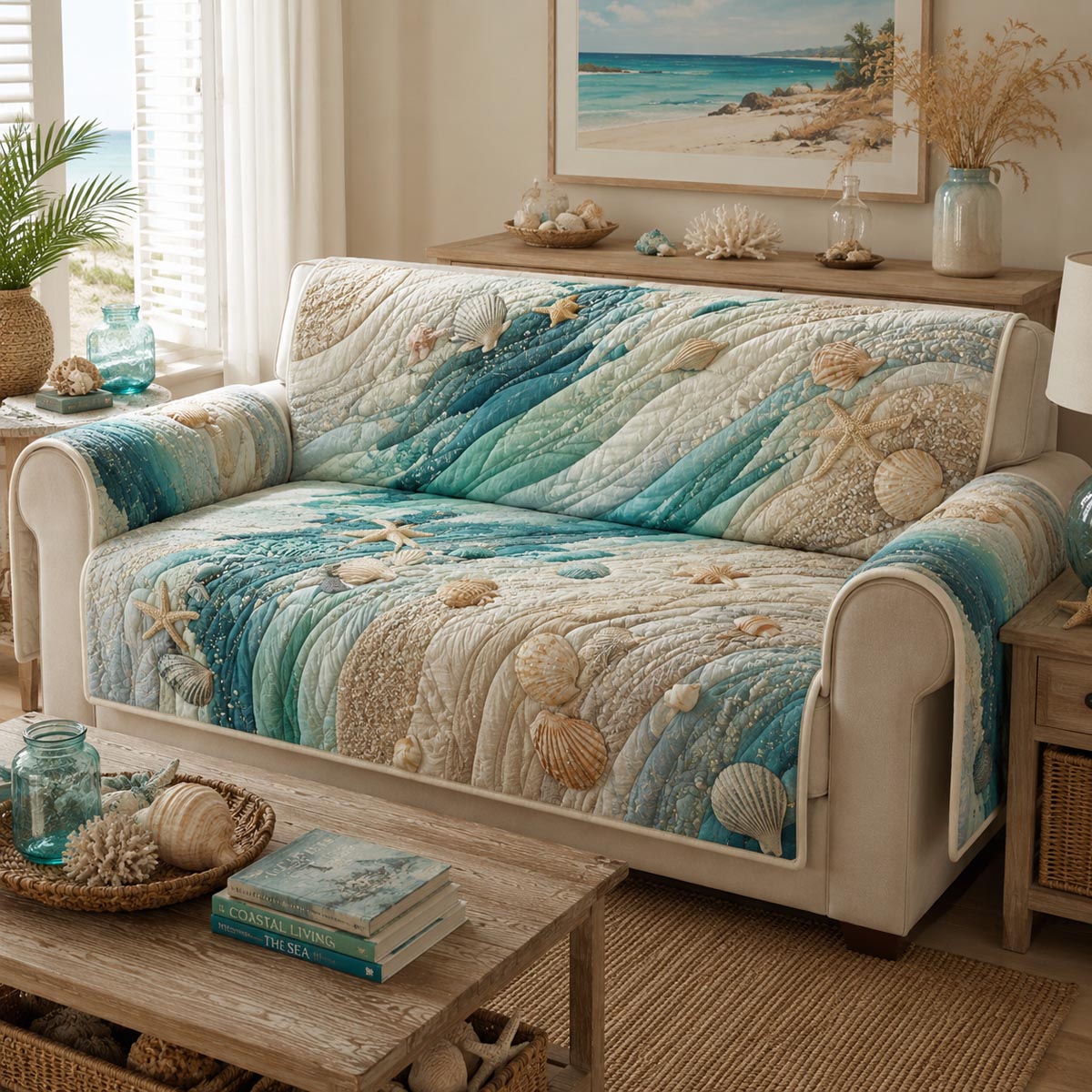 Tranquil Tides Quilted Sofa Cover NCU0DV9816