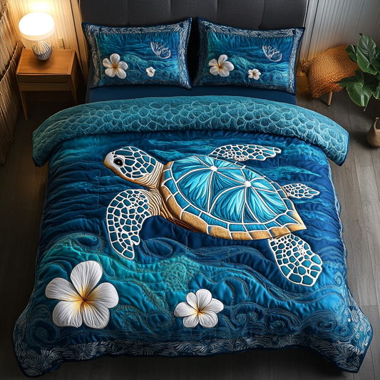 Tranquil Turtle 3-Piece Quilted Bedding Set NCU0DK8436