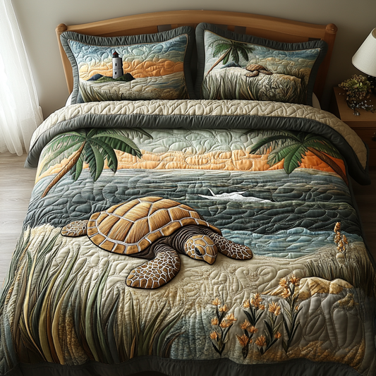Tranquil Turtle 3-Piece Quilted Bedding Set NCU0DV5631