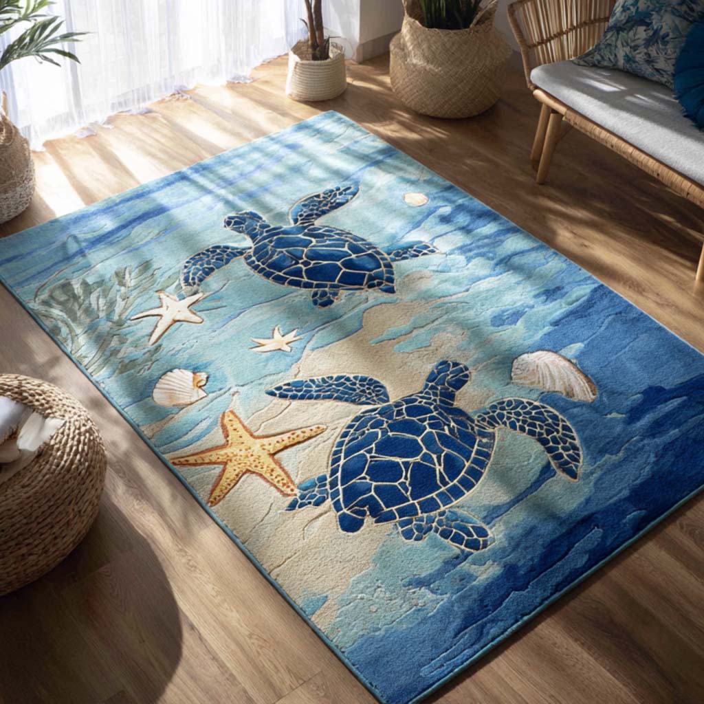 Turtle Rug Cream Tranquil Turtle Area Rug NCU0NT10063 – Vantique