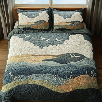 Tranquil Waves 3-Piece Quilted Bedding Set NCU0DV5618