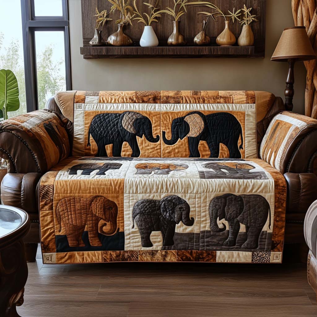 Traveling Pachyderm Quilted Sofa Cover NCU0NT10860