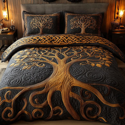 Tree Haven 3-Piece Quilted Bedding Set NCU0DK11582