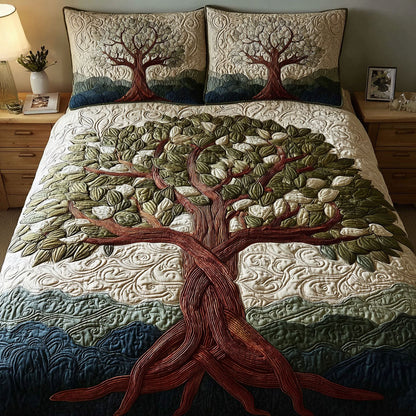 Tree Haven 3-Piece Quilted Bedding Set NCU0DK11603