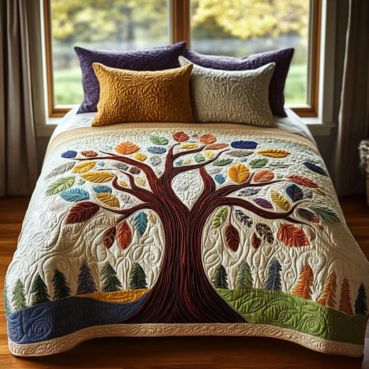 Tree Of Life 3-Piece Quilted Bedding Set NCU0DV9084