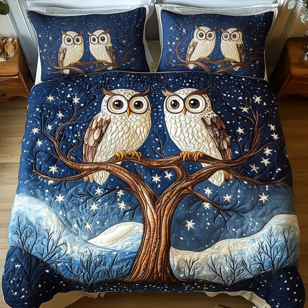 Tree Owls 3-Piece Quilted Bedding Set NCU0NT3369