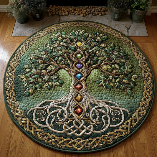 Tree of Chakras Quilted Round Mat NCU0TH3323