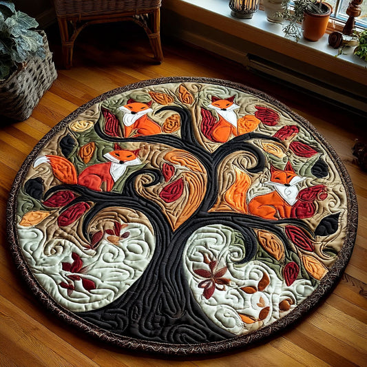 Tree of Foxes Quilted Round Mat NCU0TV195