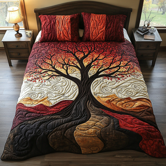 Tree of Harmony 3-Piece Quilted Bedding Set NCU0DV6018